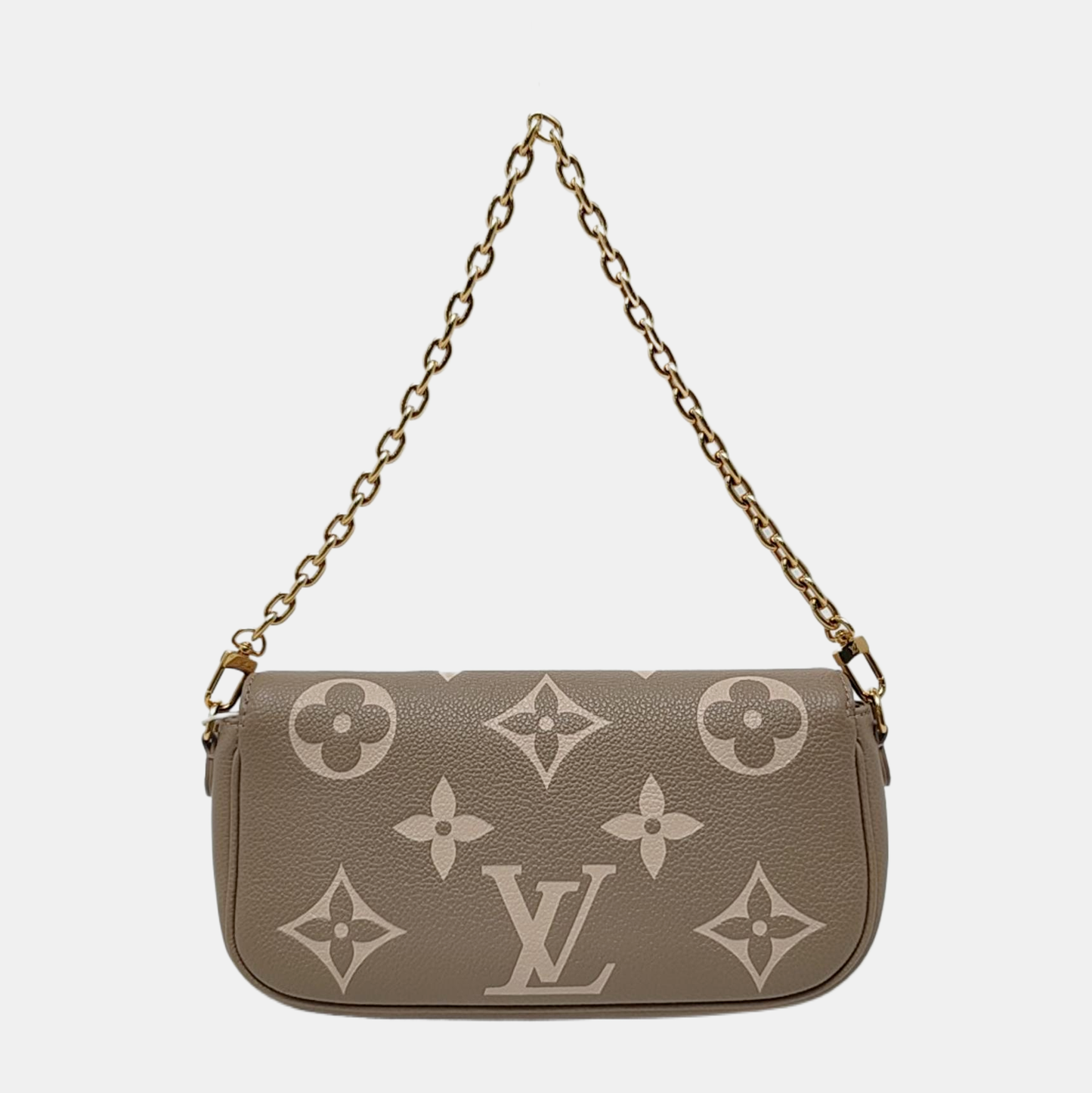 LOUIS VUITTON IVY Gray Calfskin Monogram Crossbody Shoulder Bag Tote Bag Gold Hardware 2 Removable Shoulder Straps-(SKU)-969517400