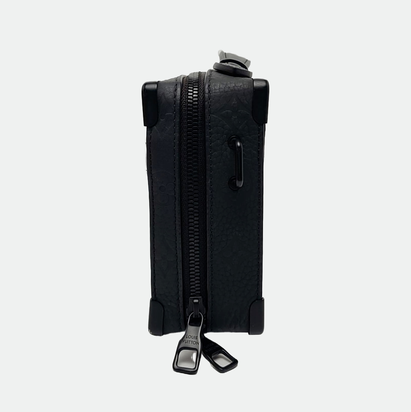 LOUIS VUITTON SOFT TRUNK Black Leather Monogram Black Crossbody Bag Single Shoulder Bag with Detachable Strap and Black Hardware-(SKU)-969594578