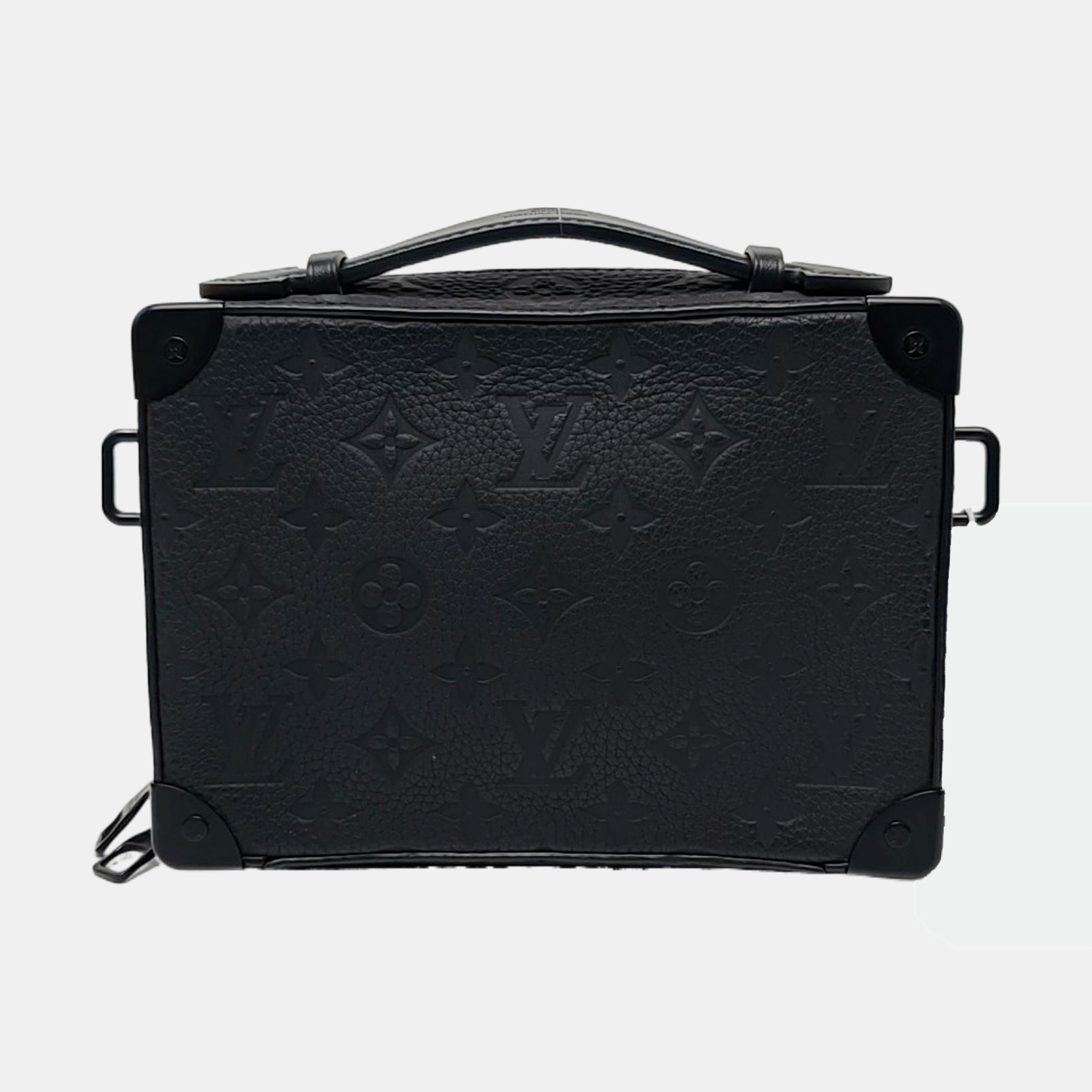 LOUIS VUITTON SOFT TRUNK Black Leather Monogram Black Crossbody Bag Single Shoulder Bag with Detachable Strap and Black Hardware-(SKU)-969594578
