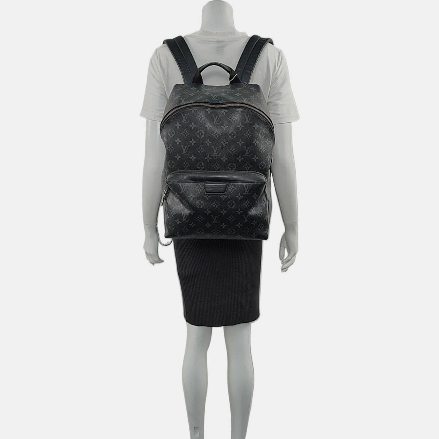 LOUIS VUITTON DISCOVERY Dark Gray Coated Canvas Monogram Printed Backpack Tote Bag with Silver Hardware-(SKU)-969984288