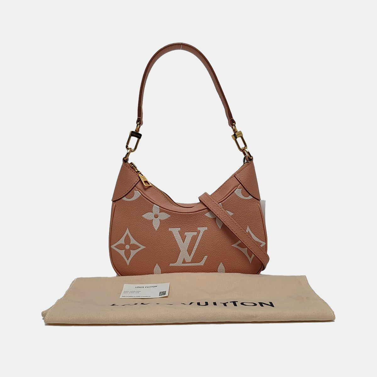 LOUIS VUITTON BAGATELLE Pink Calfskin Monogram Embossed Shoulder Bag Crossbody Tote Bag Gold Hardware 2 Removable Straps-(SKU)-969784927