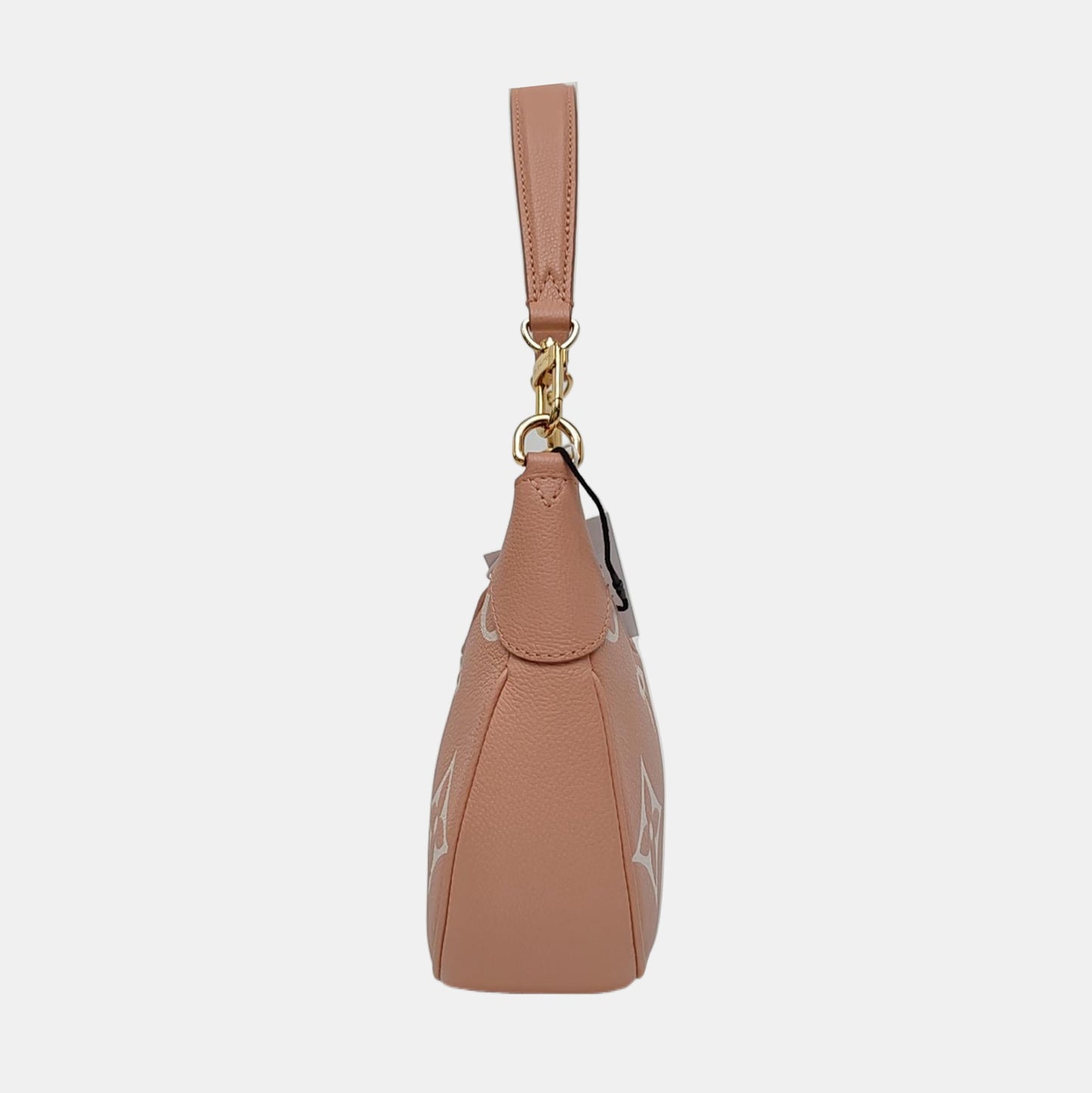 LOUIS VUITTON BAGATELLE Pink Calfskin Monogram Embossed Shoulder Bag Crossbody Tote Bag Gold Hardware 2 Removable Straps-(SKU)-969784927