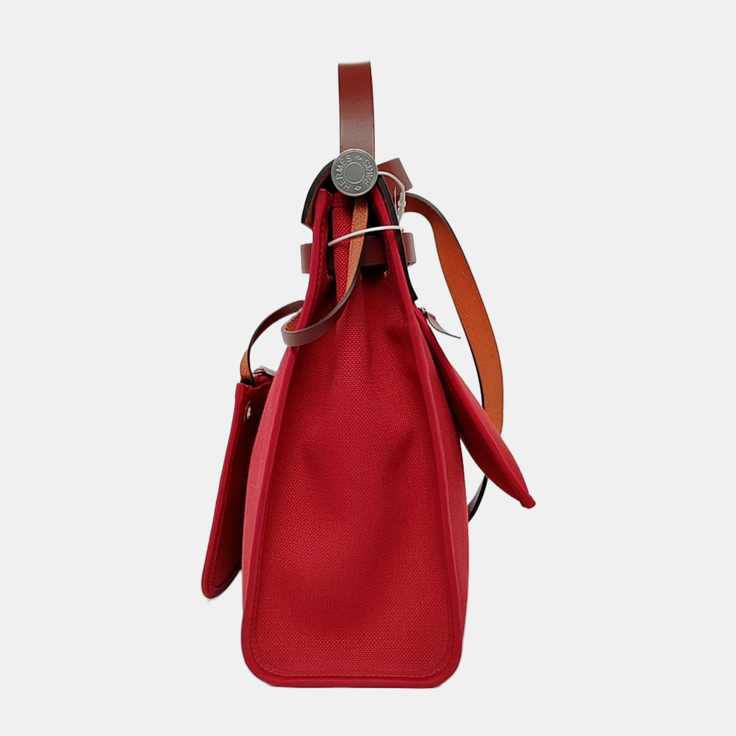 HERMÈS Herbag 31 Hermes Red Canvas Shoulder Bag Handbag Silver Hardware Y Engraving Removable Strap-(SKU)-970274118
