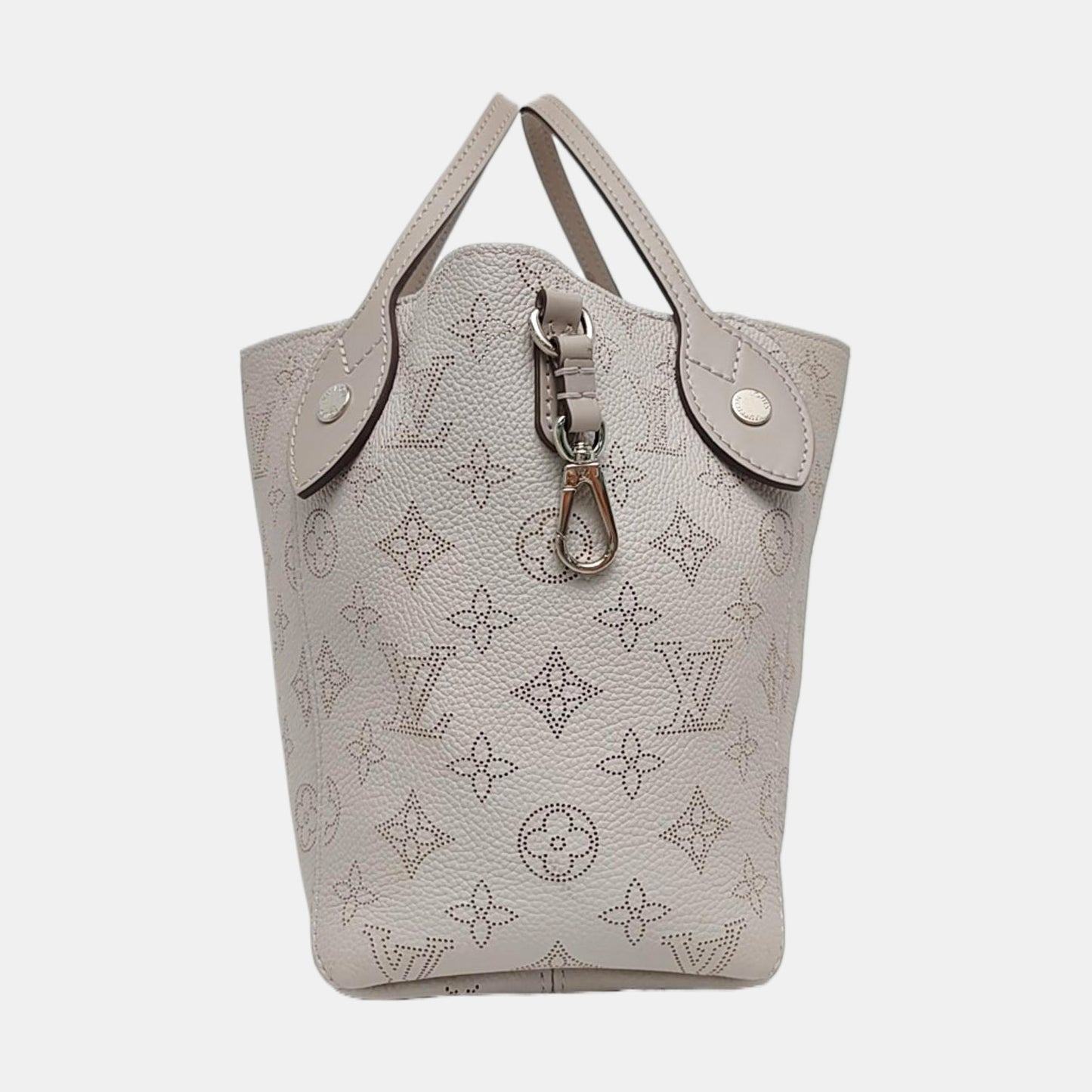 LOUIS VUITTON HINA Small Grey Calfskin Monogram Vernis Crossbody Bag Shoulder Bag Handbag Removable Strap Silver Hardware Pockets-(SKU)-970320254