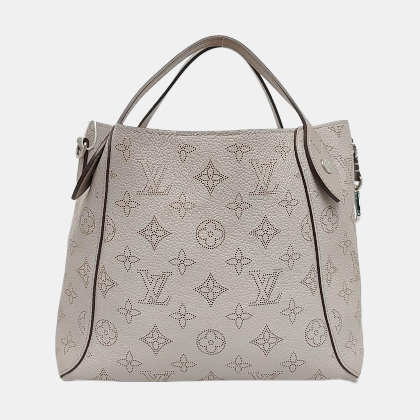 LOUIS VUITTON HINA Small Grey Calfskin Monogram Vernis Crossbody Bag Shoulder Bag Handbag Removable Strap Silver Hardware Pockets-(SKU)-970320254