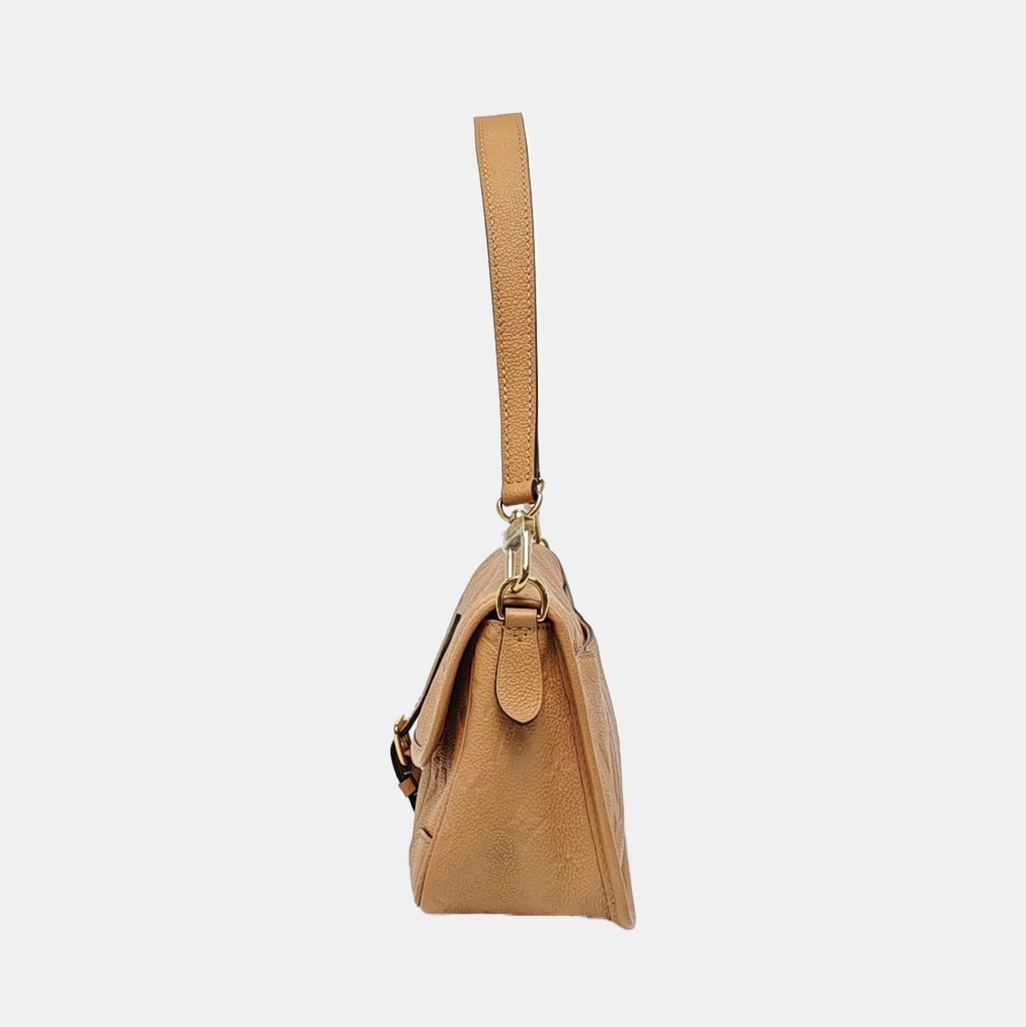 LOUIS VUITTON DIANE Small Brown Leather Monogram Crinkle Baguette Shoulder Bag Tote Crossbody Bag with Gold Hardware and 2 Removable Straps-(SKU)-970014496