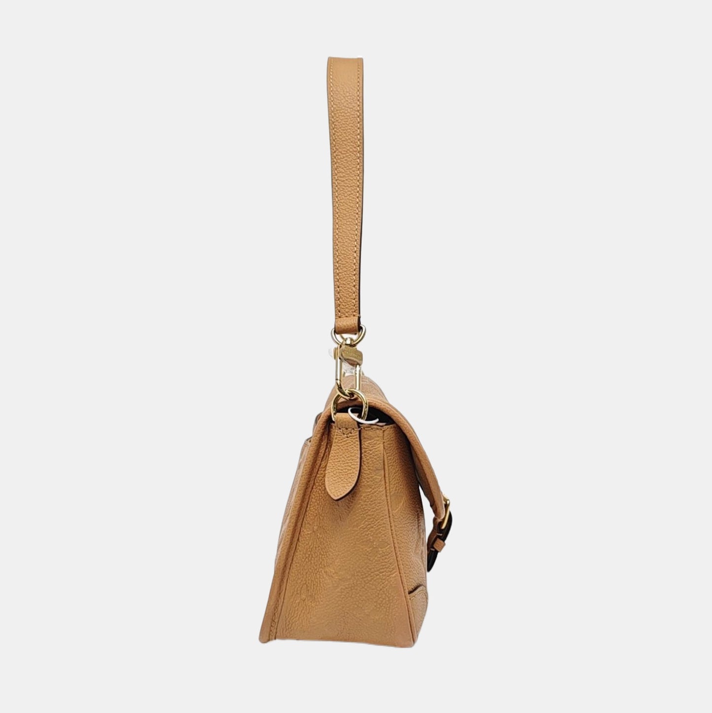 LOUIS VUITTON DIANE Small Brown Leather Monogram Crinkle Baguette Shoulder Bag Tote Crossbody Bag with Gold Hardware and 2 Removable Straps-(SKU)-970014496