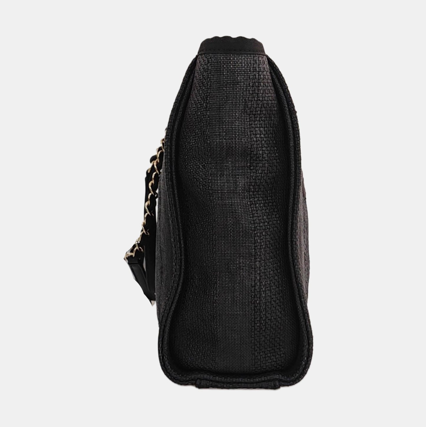 CHANEL DEAUVILLE Black Canvas Single Shoulder Bag Gold Hardware 29 Clasp-(SKU)-970344417