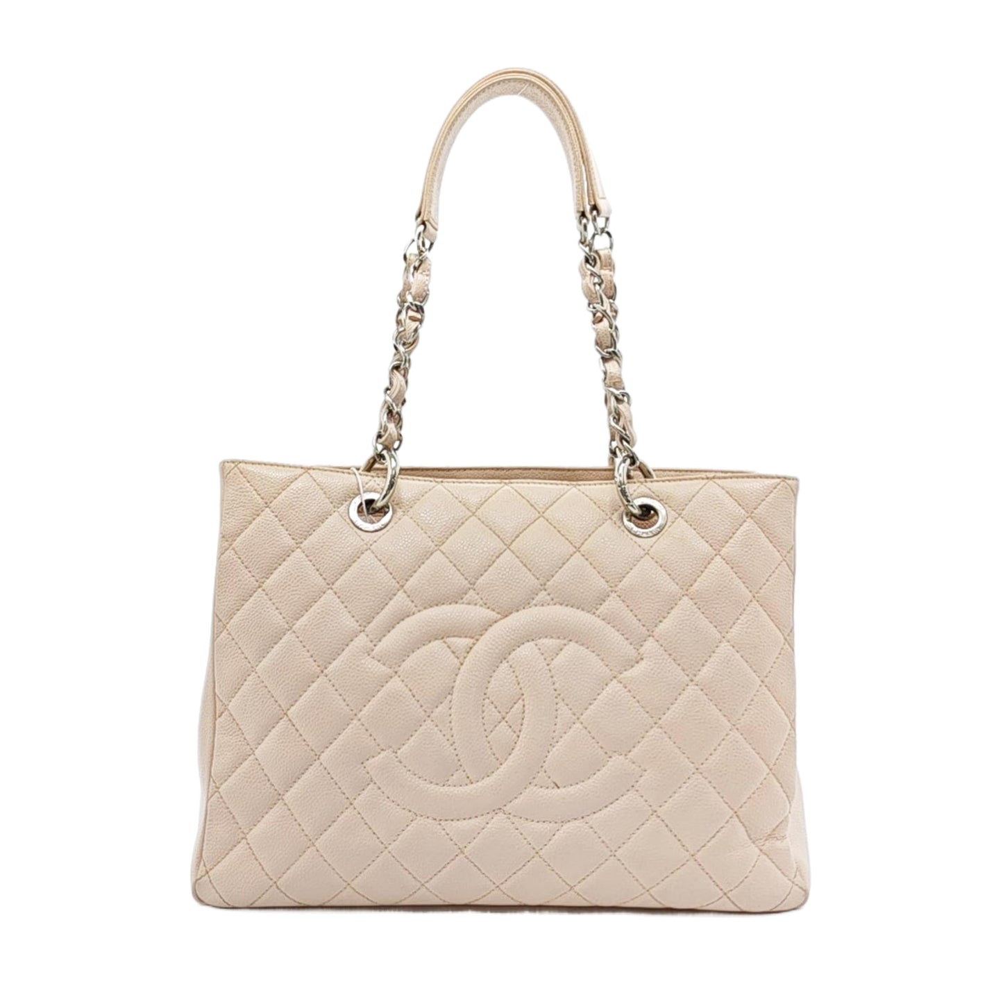 CHANEL CHANEL GST Large Pink Calfskin Quilted Lambskin Leather Chain Shoulder Bag Handbag Silver Hardware 17 Clasp-(SKU)-968770911