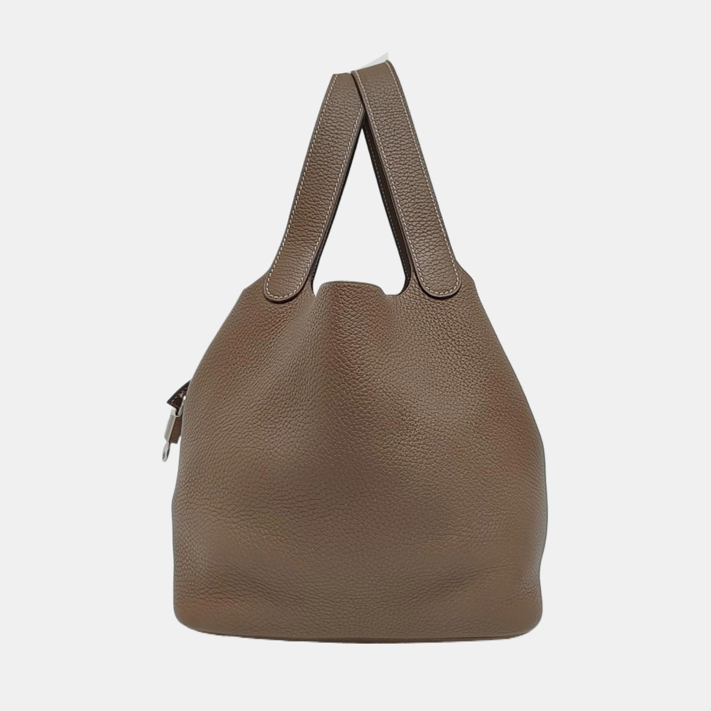 HERMÈS Picotin Lock 22 Elephant Grey Clemence Leather Market Basket Tote Bag with Silver Hardware Z-(SKU)-965324003