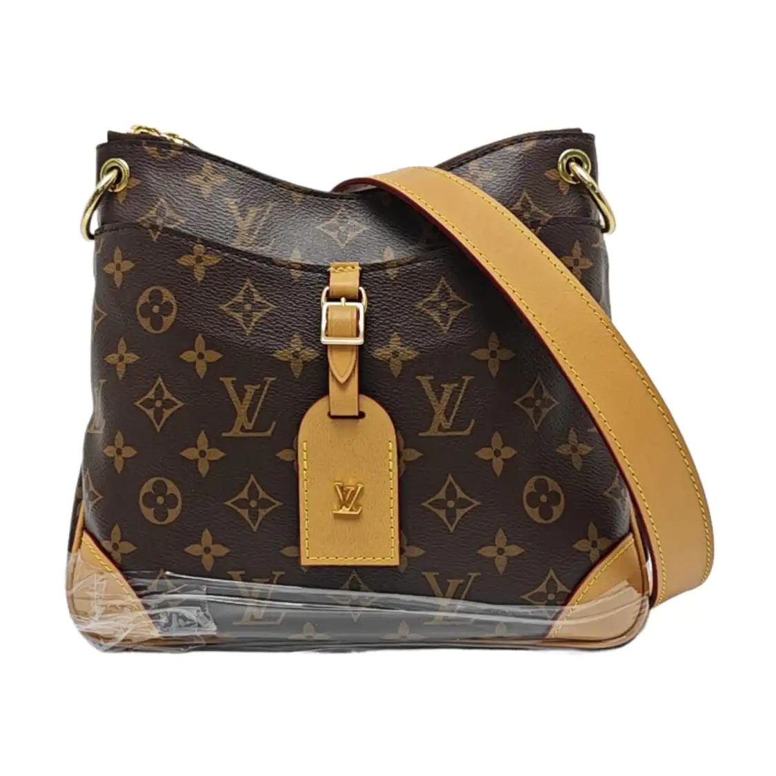 LOUIS VUITTON ODEON Small Size Brown Coated Canvas Monogram Shoulder Bag Crossbody Bag Gold Hardware Removable Strap-(SKU)-971023690