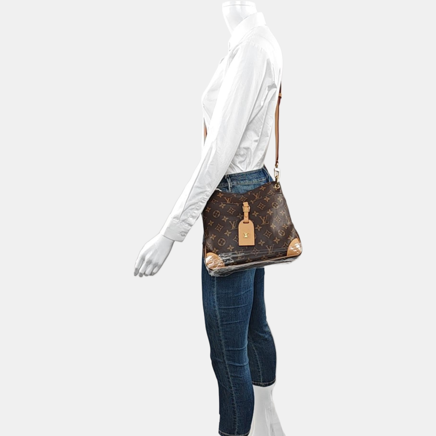 LOUIS VUITTON ODEON Small Size Brown Coated Canvas Monogram Shoulder Bag Crossbody Bag Gold Hardware Removable Strap-(SKU)-971023690