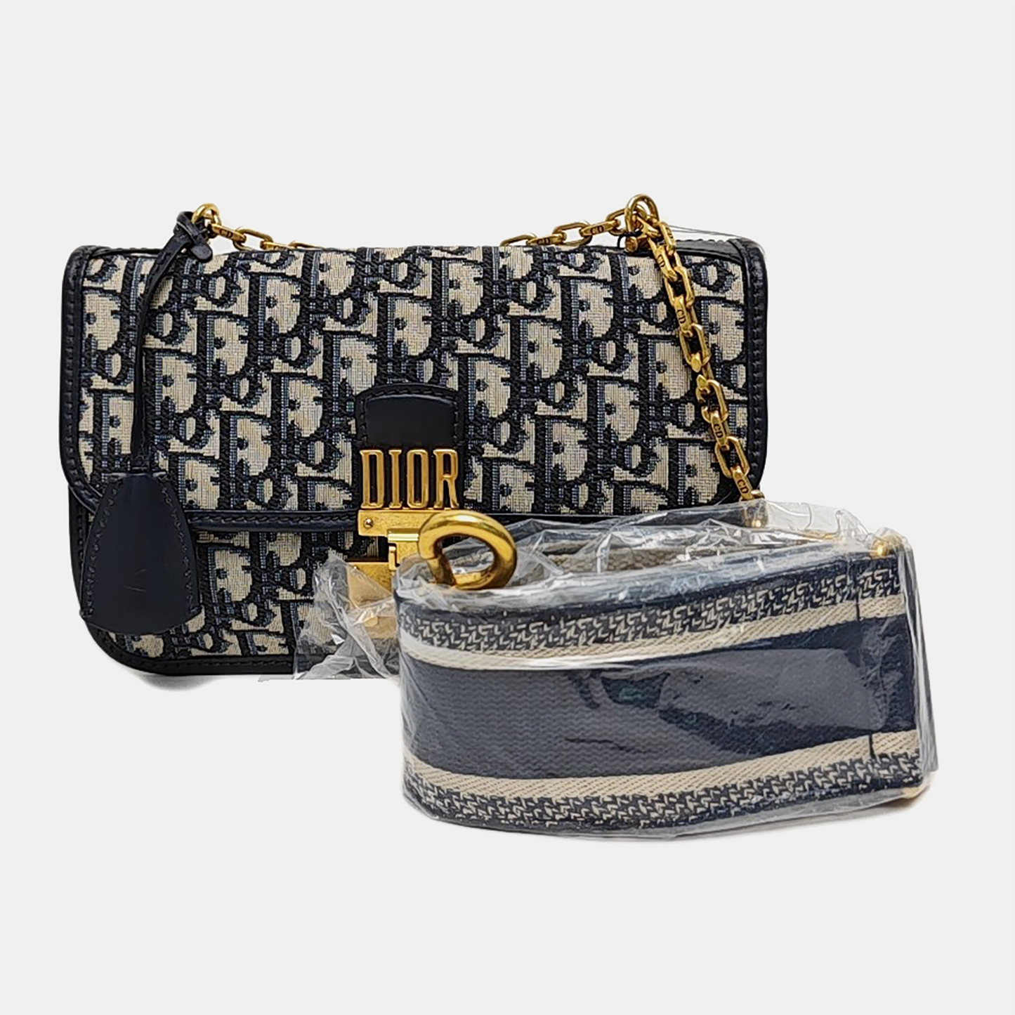 DIOR Dioraddict Beige Canvas Monogram Embossed Tote Shoulder Bag Handbag with Detachable Strap-(SKU)-971160290