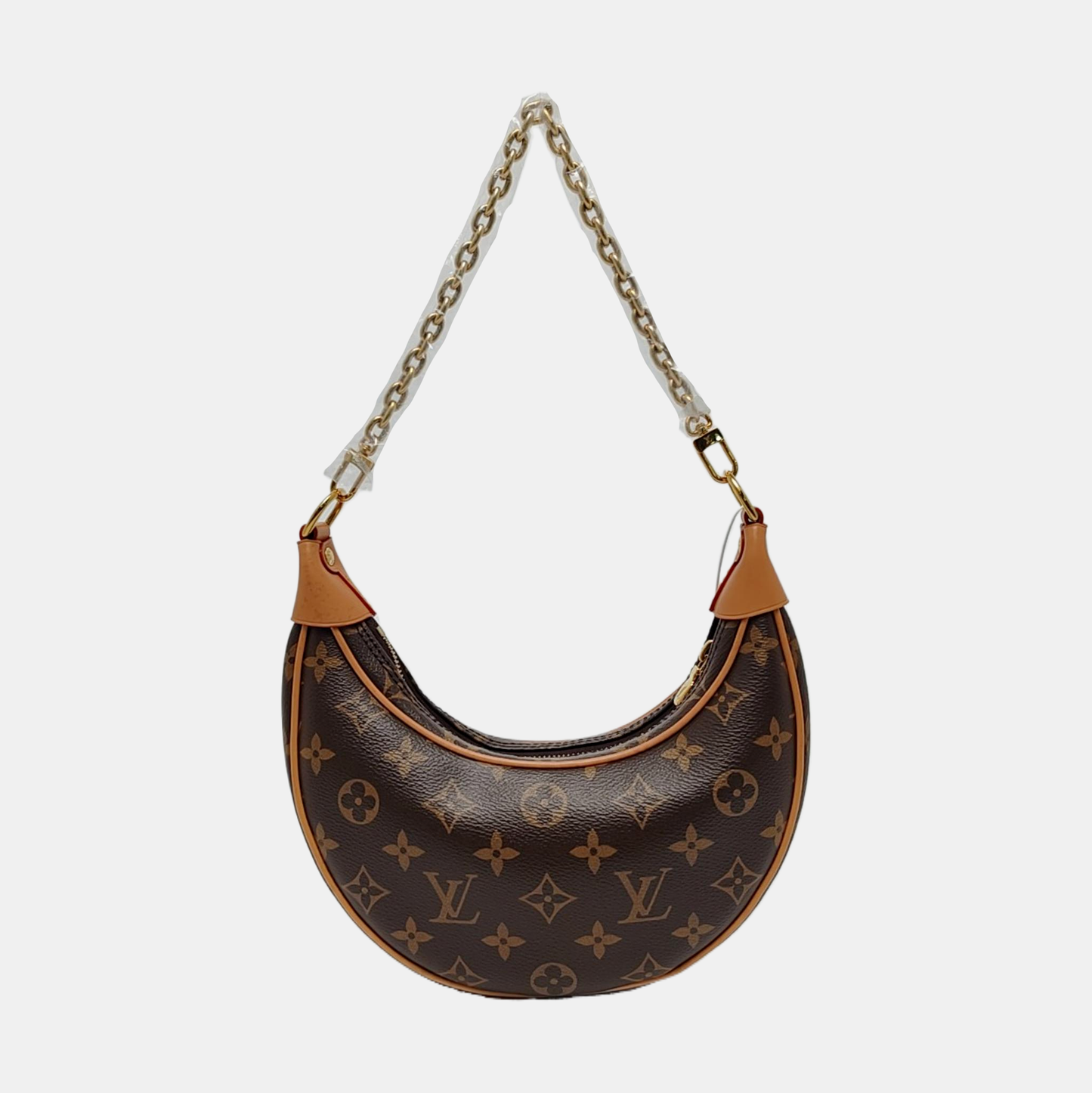 LOUIS VUITTON LOOP Brown Coated Canvas Monogram Pea Pod Bag with Shoulder Strap, Gold Hardware, 2 Removable Shoulder Straps-(SKU)-960936735