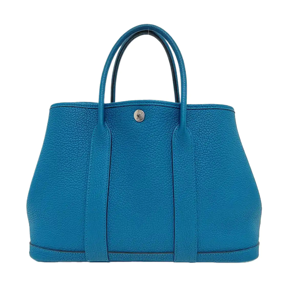 HERMÈS Garden Party 30 Izmir Blue Negonda Calf Leather Garden Bag Handbag with Silver Hardware and C-(SKU)-971169079