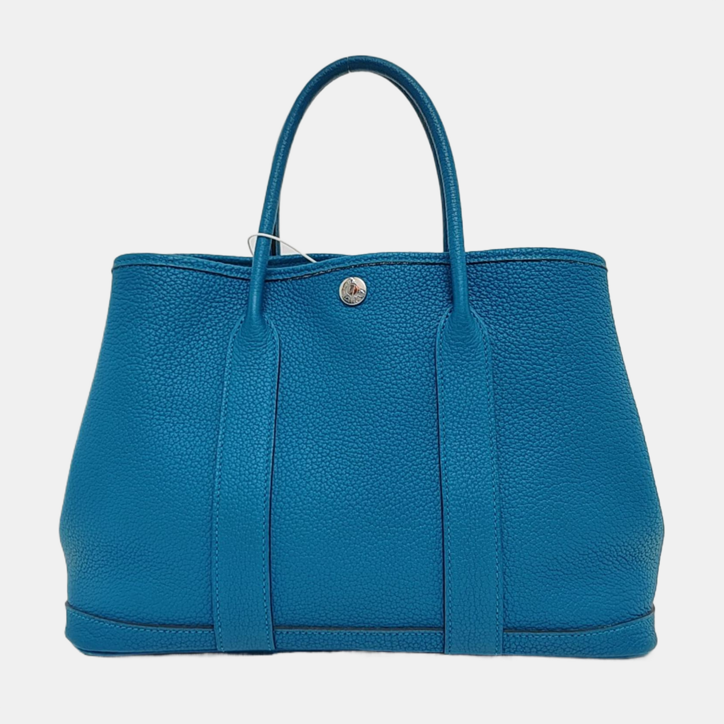 HERMÈS Garden Party 30 Izmir Blue Negonda Calf Leather Garden Bag Handbag with Silver Hardware and C-(SKU)-971169079
