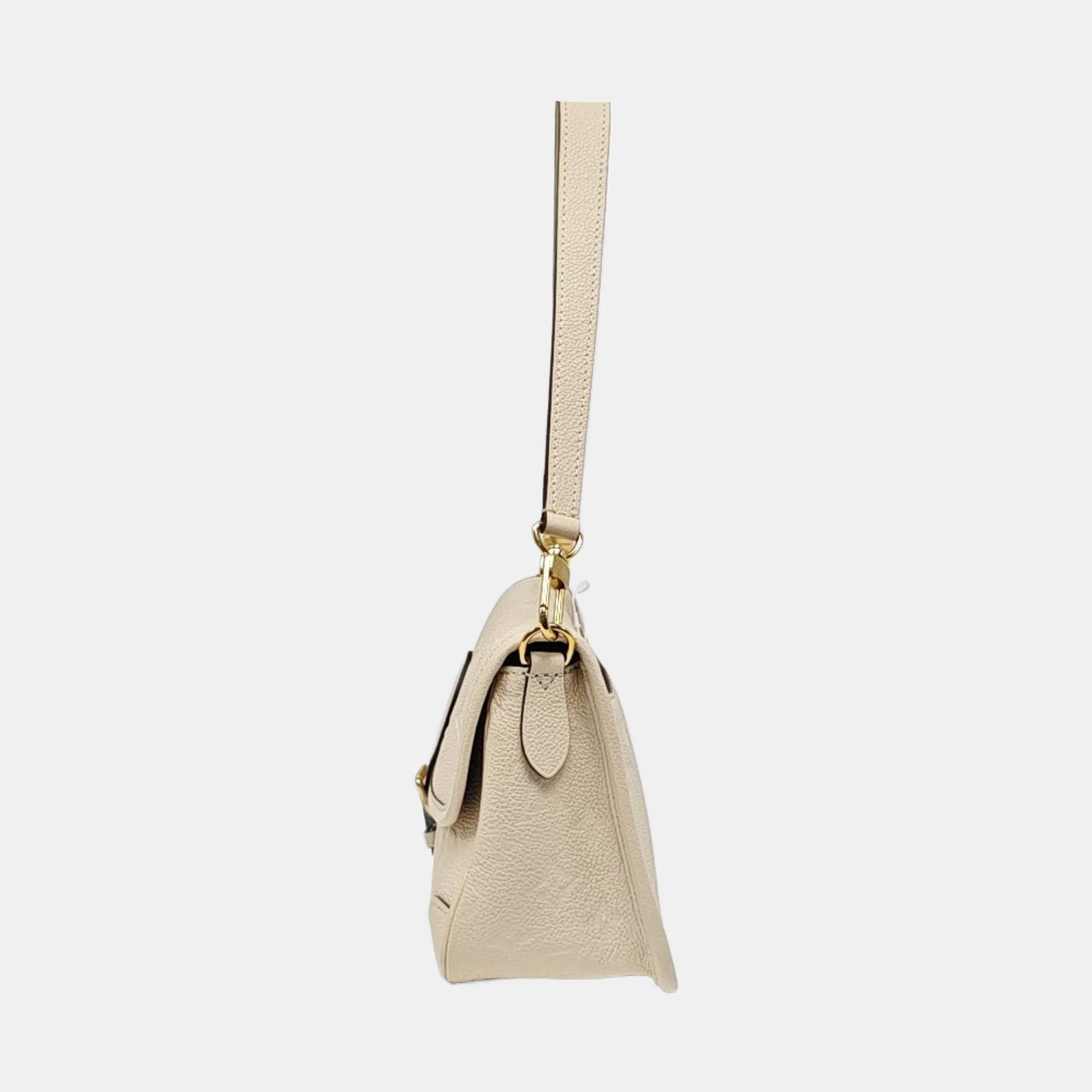 LOUIS VUITTON DIANE Beige Coated Canvas Monogram Crossbody Bag Handbag Shoulder Bag Detachable Strap Gold Hardware 2 Clasp-(SKU)-971247515