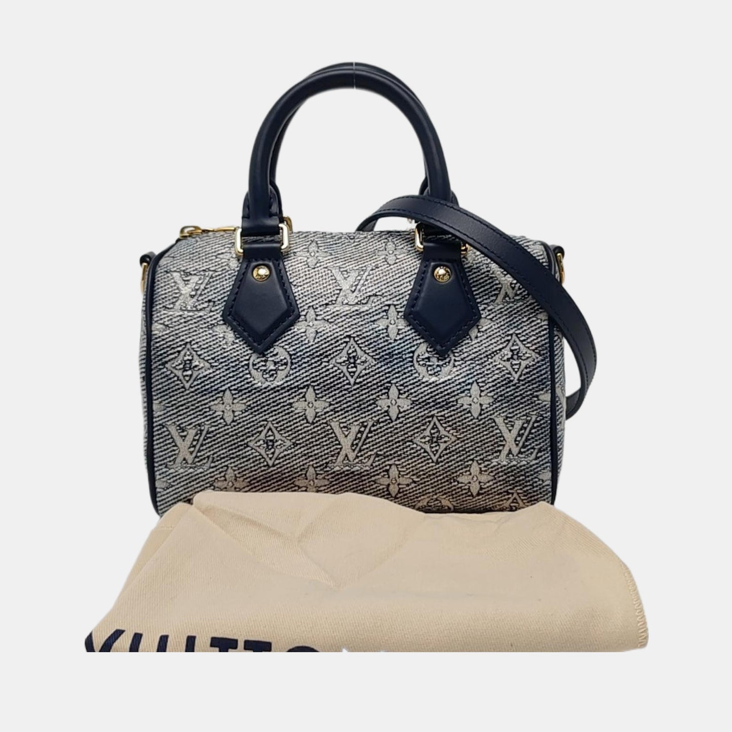 LOUIS VUITTON SPEEDY 20 Light Blue Special Material Monogram Embossed Boston Bag Crossbody Bag Shoulder Bag Tote Bag Adjustable Strap Golden Hardware Removable Strap-(SKU)-952606460