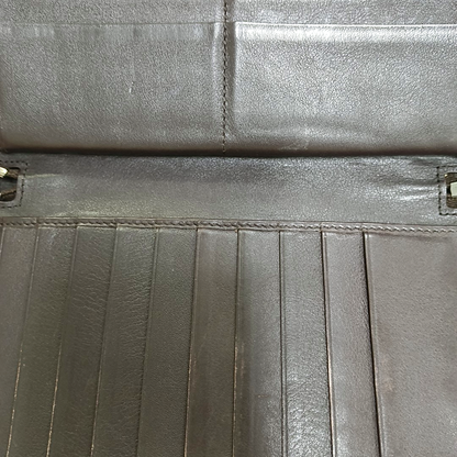 GUCCI Ligne Shima Dark Brown Cowhide Monogrammed Texture Wallet Silver Hardware-(SKU)-946371440