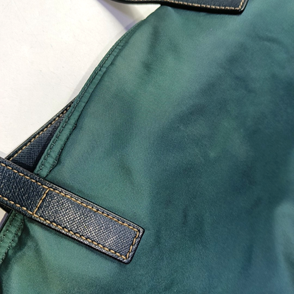 PRADA Tote bag Teal Nylon Logo Single Shoulder Bag, Handbag Golden hardware-(SKU)-952291642