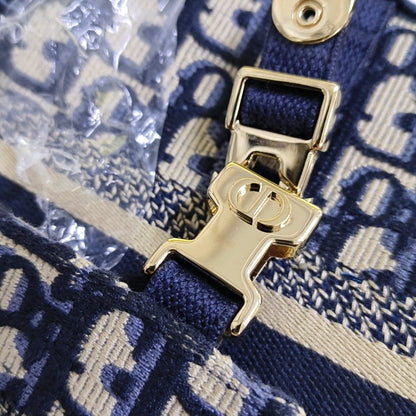 DIOR Diorcamp small size deep blue canvas with Monogram embossed pattern shoulder bag, crossbody bag, handbag with gold hardware and detachable strap-(SKU)-968891802