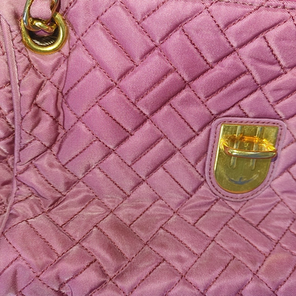 PRADA Pink Fabric Quilted Tassel Crossbody Bag Golden hardware-(SKU)-932708784