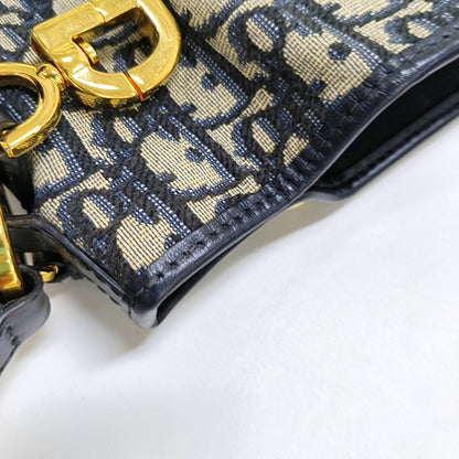 DIOR C'Est Dior Medium Gray Canvas Monogram Jacquard Shoulder Bag with Chain Strap, Gold Hardware, 2 Removable Shoulder Straps-(SKU)-956765138