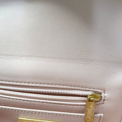 CHANEL 23S Small Size Light Pink Lamb Leather Quilted Shoulder Bag Crossbody Bag Handbag Gold Hardware-(SKU)-967618113
