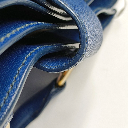 Miu Miu Tote bag Blue Cowhide Crumpled Shoulder Bag Single Shoulder Bag Crossbody Bag Golden hardware Removable shoulder strap-(SKU)-950926688