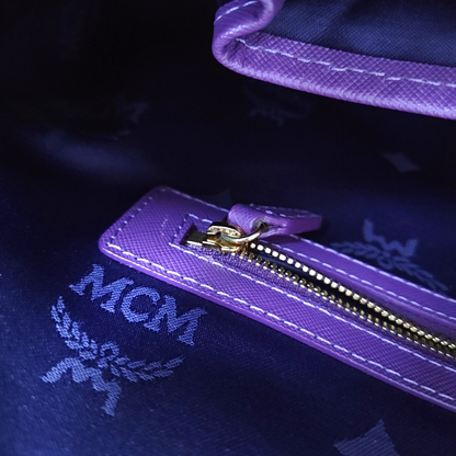 MCM NUOVO Purple Leather Crossbody Handbag Single Shoulder Bag Golden hardware Removable shoulder strap-(SKU)-951703920