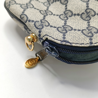 GUCCI Grey Coated Canvas Monogrammed Clutch Blue hardware-(SKU)-948490565