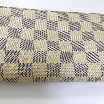 LOUIS VUITTON White Coated Canvas Checkered Wallet Golden hardware-(SKU)-960575120