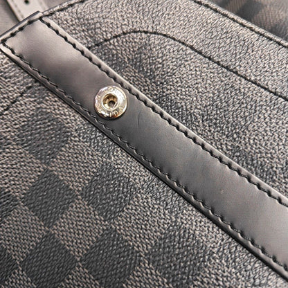 LOUIS VUITTON CHRISTOPHER Medium Grey Coated Canvas Checkerboard Backpack Tote Bag with Silver Hardware-(SKU)-969278949