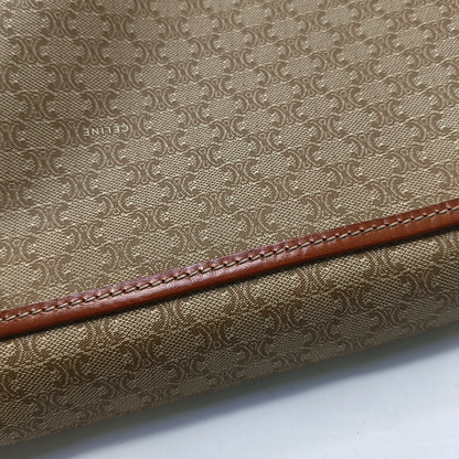 CELINE Khaki Coated Canvas Triumph Plaid Crossbody Single Shoulder Bag Golden hardware Removable shoulder strap-(SKU)-947868249