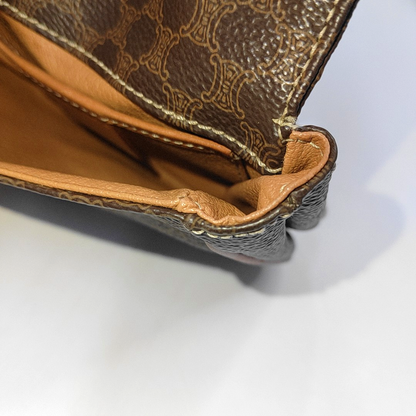 CELINE Black coated canvas Arc de Triomphe handbag腰包/胸包 Golden hardware-(SKU)-942847471