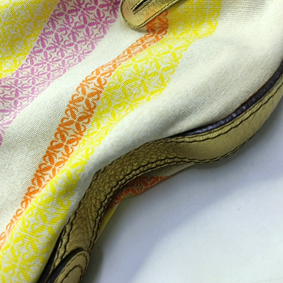 LOEWE Multicolor Canvas Floral Single Shoulder Bag Handbag Golden hardware Removable shoulder strap-(SKU)-942450620