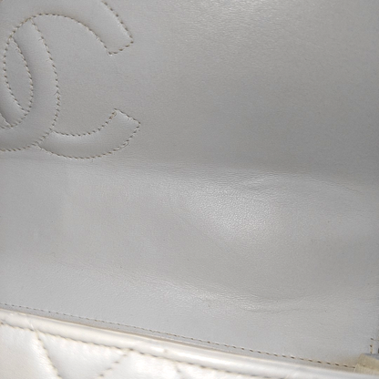 CHANEL KELLY PARENT White Calfskin Quilted Handbag with Gold Hardware, Vintage-(SKU)-931087336