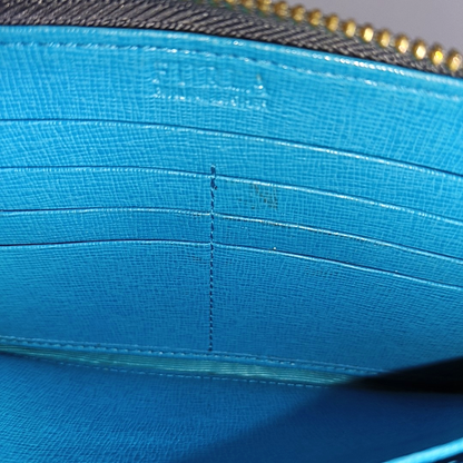 FURLA Blue Leather Embossed Wallet Golden hardware-(SKU)-940647077