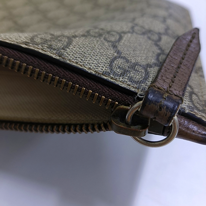 GUCCI Neo Vintage Khaki Coated Canvas Monogram Tiger Head Bag Clutch Golden hardware-(SKU)-946504003