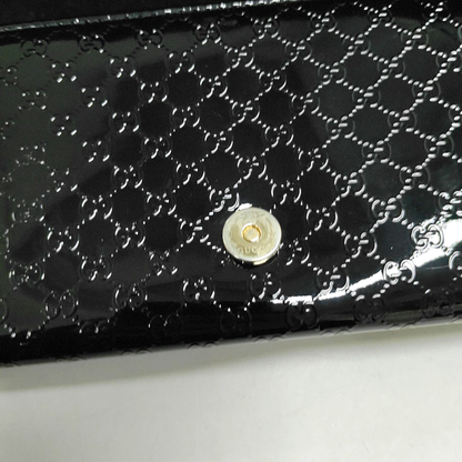 GUCCI Black Patent Leather Monogrammed Woven Handbag Golden hardware-(SKU)-940157438