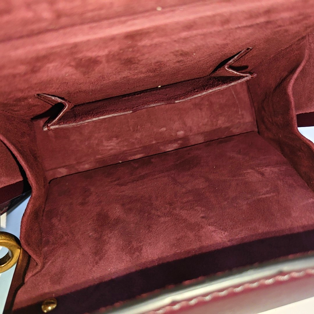 DIOR Dioraddict Small Burgundy Leather Crossbody Bag, Shoulder Bag, Golden Hardware, Removable Strap-(SKU)-945647624