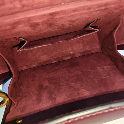 DIOR Dioraddict Small Burgundy Leather Crossbody Bag, Shoulder Bag, Golden Hardware, Removable Strap-(SKU)-945647624