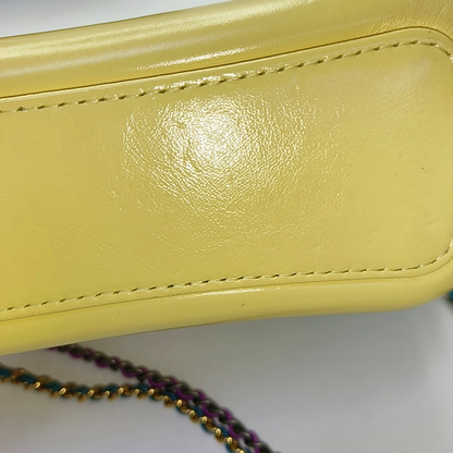 CHANEL GABRIELLE Small Yellow Snake Skin Hobo Bag Crossbody Shoulder Bag Handbag with Gold Silver Ruthenium Hardware and 27 Opening Removable Shoulder Strap-(SKU)-961684492