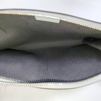 FENDI Grey Cowhide Mini Monster Clutch Bag Silver Hardware Complete Accessories-(SKU)-958826475