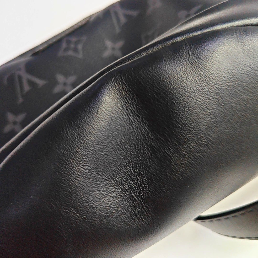 LOUIS VUITTON DISCOVERY Small Black Coated Canvas Vintage Fanny Pack Crossbody Bag Silver Hardware-(SKU)-968423625