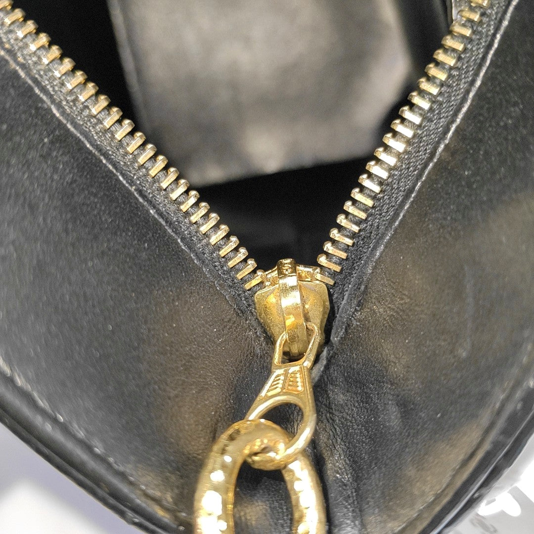 CHANEL MEDALLION Black Lamb Skin Quilted Hilton Handbag with Gold Hardware, Vintage-(SKU)-970902216