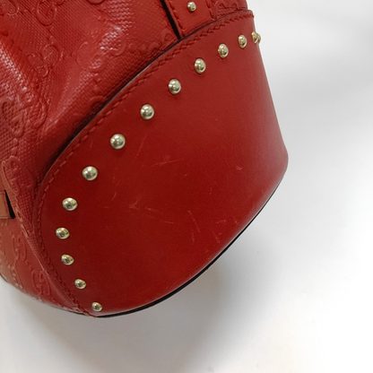 GUCCI Bucket bag Red Cowhide Monogrammed Studs Shoulder Bag Crossbody Bag Golden hardware-(SKU)-957386038