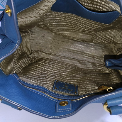 PRADA Tote bag Blue Cowhide Logo Shoulder Bag Handbag Golden hardware Removable shoulder strap-(SKU)-957689174