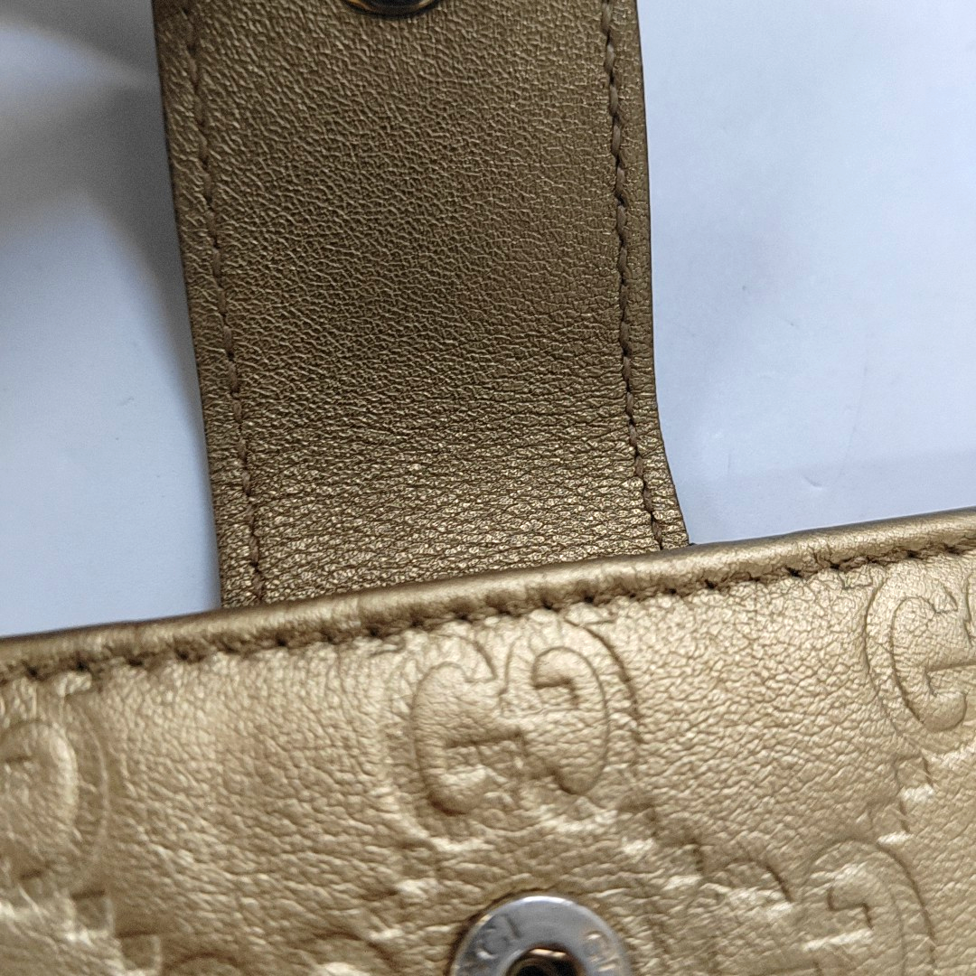 GUCCI Signature金色牛皮老花,压纹钱包-(SKU)-13768073