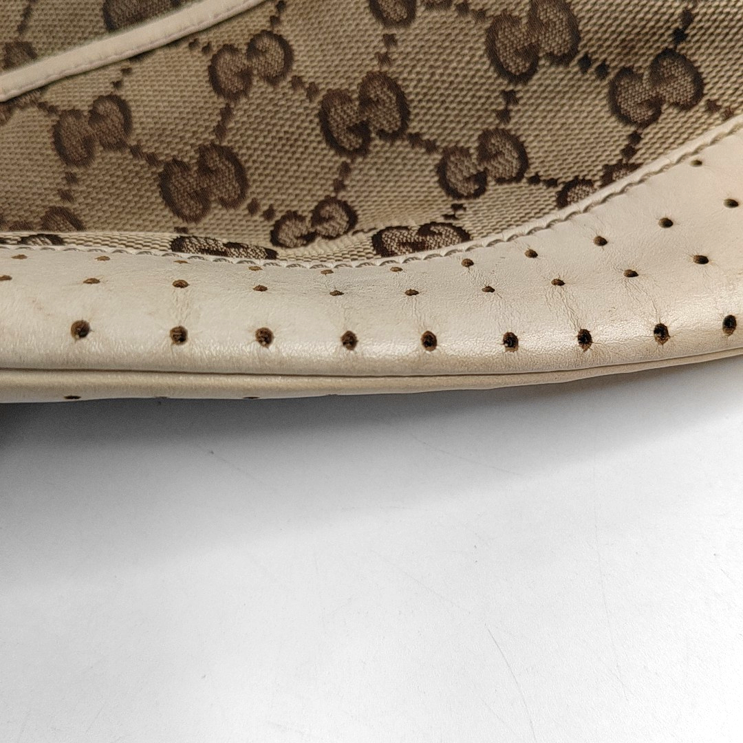 GUCCI Tote bag Khaki canvas old flower floral single shoulder bag crossbody bag Silver Hardware-(SKU)-947994741